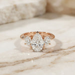 Elysia Lab Grown Diamond Three Stone Ring 3.40CTW Pear Cut