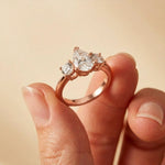Elysia Lab Grown Diamond Three Stone Ring 3.40CTW Pear Cut