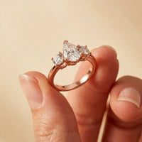 Elysia Lab Grown Diamond Three Stone Ring 3.40CTW Pear Cut