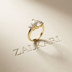 Elysia Lab Grown Diamond Three Stone Ring 3.40CTW Pear Cut