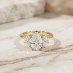 Elysia Lab Grown Diamond Three Stone Ring 3.40CTW Pear Cut