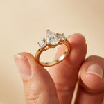 Elysia Lab Grown Diamond Three Stone Ring 3.40CTW Pear Cut