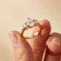 Elysia Lab Grown Diamond Three Stone Ring 3.40CTW Pear Cut