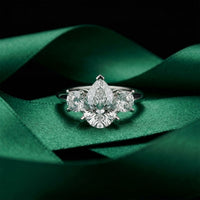 Elysia Lab Grown Diamond Three Stone Ring 3.40CTW Pear Cut