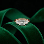3.40CTW Princess Cut Asteria Lab Grown Diamond Three Stone Ring For Her