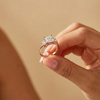 3.40CTW Princess Cut Asteria Lab Grown Diamond Three Stone Ring For Her