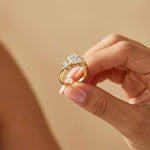 3.40CTW Princess Cut Asteria Lab Grown Diamond Three Stone Ring For Her