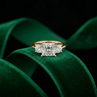 3.40CTW Princess Cut Asteria Lab Grown Diamond Three Stone Ring For Her
