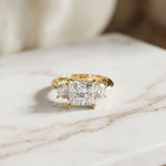 3.40CTW Princess Cut Asteria Lab Grown Diamond Three Stone Ring For Her