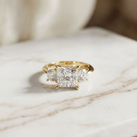 3.40CTW Princess Cut Asteria Lab Grown Diamond Three Stone Ring For Her