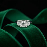 3.40CTW Princess Cut Asteria Lab Grown Diamond Three Stone Ring For Her