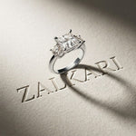 3.40CTW Princess Cut Asteria Lab Grown Diamond Three Stone Ring For Her