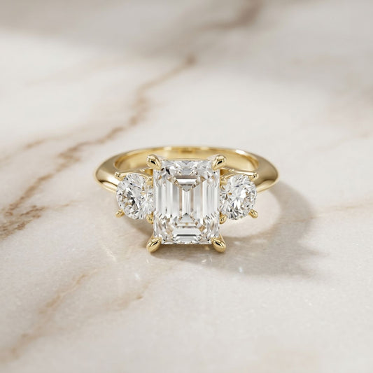 3.40CTW Radiant Cut Lab Grown Diamond Three Stone