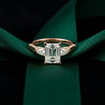 2.50CTW Emerald Cut Solenne Lab Grown Diamond Three Stone Ring For Her