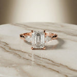 2.50CTW Emerald Cut Solenne Lab Grown Diamond Three Stone Ring For Her