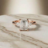 2.50CTW Emerald Cut Solenne Lab Grown Diamond Three Stone Ring For Her