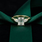 2.50CTW Emerald Cut Solenne Lab Grown Diamond Three Stone Ring For Her