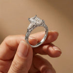2.50CTW Emerald Cut Solenne Lab Grown Diamond Three Stone Ring For Her