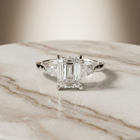 2.50CTW Emerald Cut Solenne Lab Grown Diamond Three Stone Ring For Her