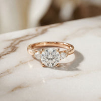 2.50CTW Round Aveline Lab Grown Diamond Three Stone Ring Rose Gold