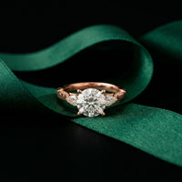 2.50CTW Round Aveline Lab Grown Diamond Three Stone Ring Rose Gold