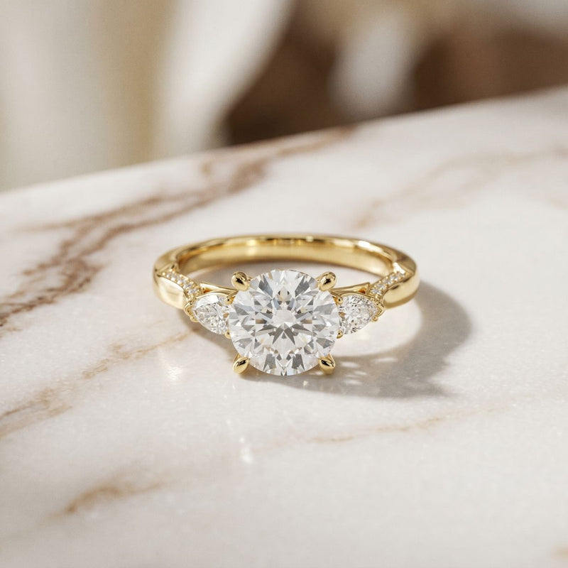 2.50CTW Round Aveline Lab Grown Diamond Three Stone Ring gold