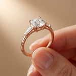 1.90CTW Cushion Solstice Lab Grown Diamond Three Stone Ring