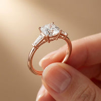 1.90CTW Cushion Solstice Lab Grown Diamond Three Stone Ring