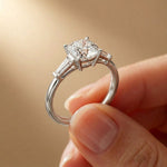 1.90CTW Cushion Solstice Lab Grown Diamond Three Stone Ring