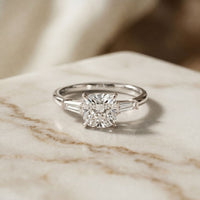 1.90CTW Cushion Solstice Lab Grown Diamond Three Stone Ring