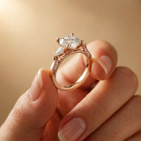 2.40CTW Round Cut Vintage Cathedral Lab Grown Diamond Ring For Women Rose Gold