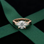 2.40CTW Round Cut Vintage Cathedral Lab Grown Diamond Ring For Women Rose Gold