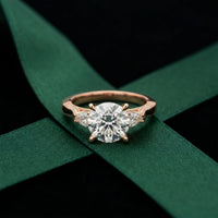 2.40CTW Round Cut Vintage Cathedral Lab Grown Diamond Ring For Women Rose Gold