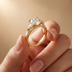 2.40CTW Round Cut Vintage Cathedral Lab Grown Diamond Ring For Women Gold