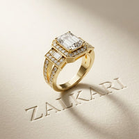 3.55CTW Emerald Cut Art Deco Halo Lab Grown Diamond Engagement Ring For Women Gold