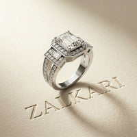 3.55CTW Emerald Cut Art Deco Halo Lab Grown Diamond Engagement Ring For Women White