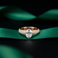 2 CTW Oval Cut Triple Pavé Lab Grown Diamond Engagement Ring For Women Rose Gold