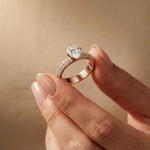 2 CTW Oval Cut Triple Pavé Lab Grown Diamond Engagement Ring For Women Rose Gold