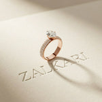 2 CTW Oval Cut Triple Pavé Lab Grown Diamond Engagement Ring For Women Rose Gold