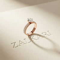 2 CTW Oval Cut Triple Pavé Lab Grown Diamond Engagement Ring For Women Rose Gold