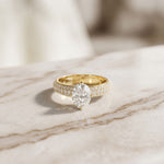 2 CTW Oval Cut Triple Pavé Lab Grown Diamond Engagement Ring For Women Gold