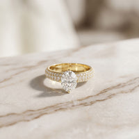 2 CTW Oval Cut Triple Pavé Lab Grown Diamond Engagement Ring For Women Gold