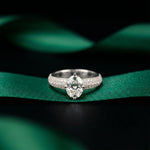 2 CTW Oval Cut Triple Pavé Lab Grown Diamond Engagement Ring For Women White