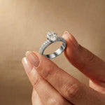 2 CTW Oval Cut Triple Pavé Lab Grown Diamond Engagement Ring For Women White
