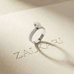 2 CTW Oval Cut Triple Pavé Lab Grown Diamond Engagement Ring For Women White