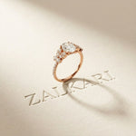 1.45CTW Oval Cut Floral Vine Lab Grown Diamond Engagement Ring For Women Rose Gold