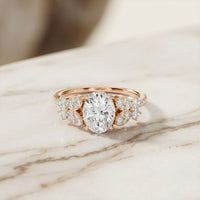 1.45CTW Oval Cut Floral Vine Lab Grown Diamond Engagement Ring For Women Rose Gold