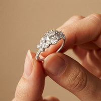 1.45CTW Oval Cut Floral Vine Lab Grown Diamond Engagement Ring For Women White
