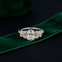 1.45CTW Oval Cut Floral Vine Lab Grown Diamond Engagement Ring For Women White