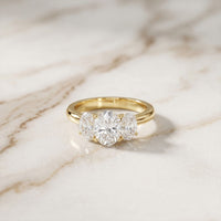 1.80CTW Oval Cut Three Stone Lab Grown Diamond Engagement Ring For Women Gold